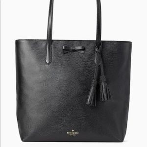 Large black leather kate spade tote, leather tassel not included